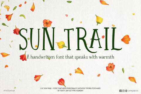 YJC Sun Trail - A Warm Rustic Handwritten Font for Branding & Crafts Font Yenty Jap Creative 