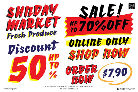 YJC Volt Swing – Bold Slanted Display Font for Logos & Creative Designs Font Yenty Jap Creative 