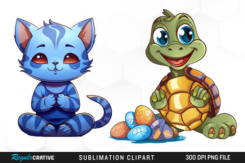 Yoga Animals Watercolor Clipart Bundle Sublimation Regulrcrative 