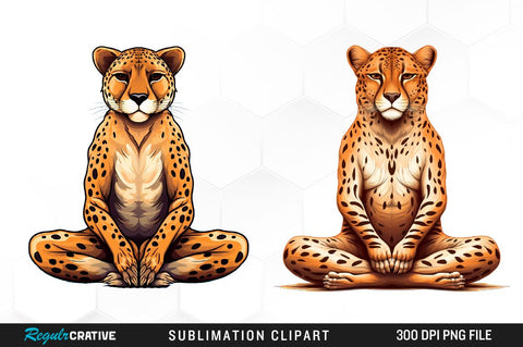 Yoga Animals Watercolor Clipart Bundle Sublimation Regulrcrative 