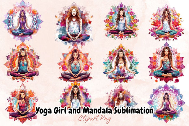 Yoga Girl and Mandala Sublimation Bundle Sublimation Designangry 