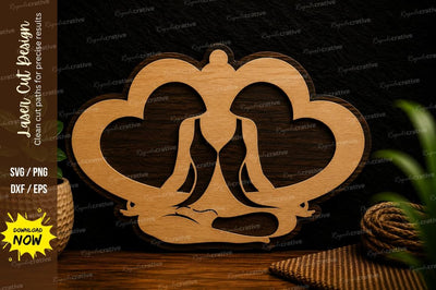 Yoga Heart Frame Ornament Laser Cut SVG File SVG Regulrcrative 