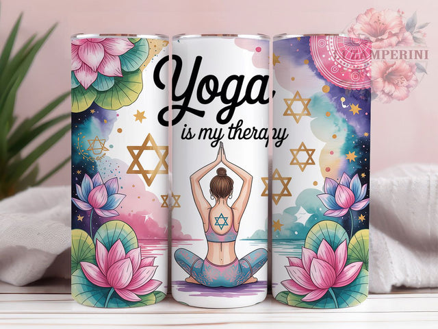 Yoga Is My Therapy Meditation Tumbler, Yoga Meditation Wrap, 20Oz Sublimation Design, Mindfulness Yoga Cup, Spiritual Meditation Drinkware, Boho Yoga Gift, Inner Peace Tumbler Sublimation Li Zamperini 