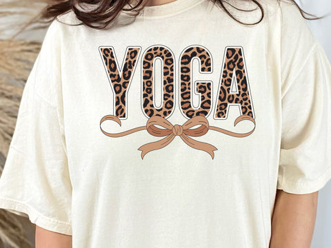Yoga Leopard Print Coquette Png, Coquette Yoga Leopard, Yoga Lover Shirt, Retro Style Yoga Leopard Coquette Sublimation Shirt SVG & PNG SVG DesignDestine 