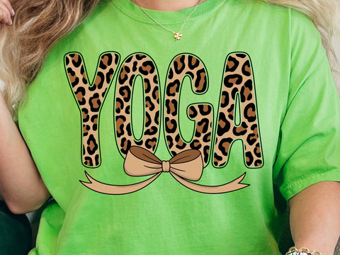 Yoga Leopard Print Coquette Png, Coquette Yoga Leopard, Yoga Lover Shirt, Retro Style Yoga Leopard Coquette Sublimation Shirt SVG & PNG SVG DesignDestine 