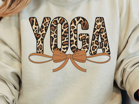 Yoga Leopard Print Coquette Png, Coquette Yoga Leopard, Yoga Lover Shirt, Retro Style Yoga Leopard Coquette Sublimation Shirt SVG & PNG SVG DesignDestine 