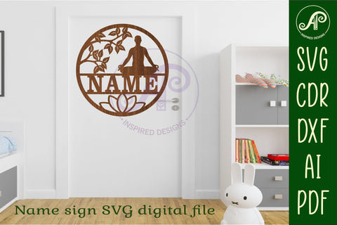Yoga male name sign svg laser cut template SVG APInspireddesigns 