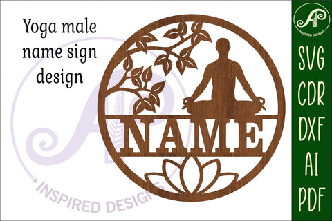 Yoga male name sign svg laser cut template SVG APInspireddesigns 