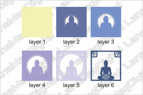 Yoga mandala svg Lotus flower svg Layered Mandala Buddha shadow box 3D Paper LanaMagDigital 