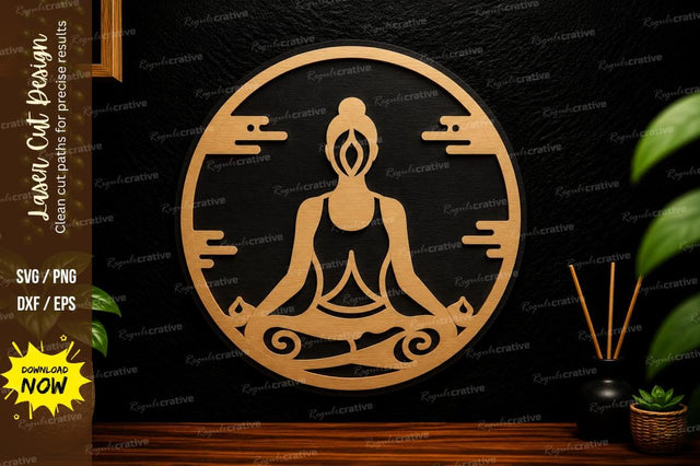 Yoga Meditation Circle Laser Cut Svg Design SVG Regulrcrative 