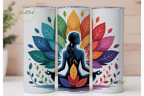 Yoga Meditation Peacock 20oz Tumbler Sublimation PixelChick 