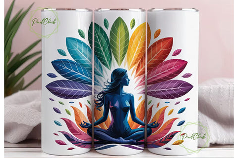 Yoga Meditation Peacock 20oz Tumbler Sublimation PixelChick 