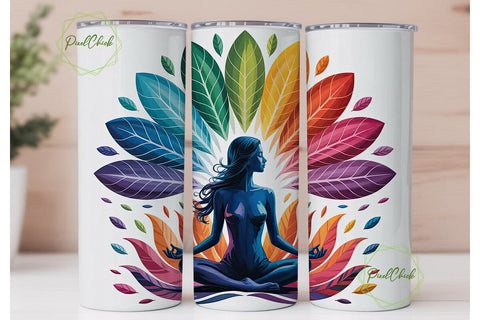 Yoga Meditation Peacock 20oz Tumbler Sublimation PixelChick 