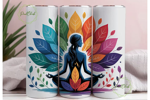 Yoga Meditation Peacock 20oz Tumbler Sublimation PixelChick 