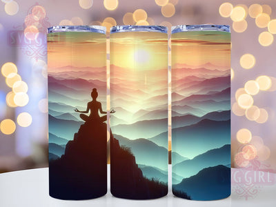Yoga Meditation Tumbler Wrap, Meditation 20oz Tumbler, Mindfulness Sublimation Design, Zen Lotus Art, Spiritual Boho Gift, Namaste Aesthetic, Chakra Balance Print Sublimation SvggirlplusArt 