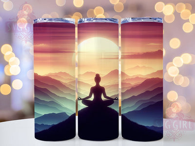 Yoga Meditation Tumbler Wrap, Meditation 20oz Tumbler, Mindfulness Sublimation Design, Zen Lotus Art, Spiritual Boho Gift, Namaste Aesthetic, Chakra Balance Print Sublimation SvggirlplusArt 