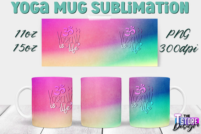Yoga Mug PNG Sublimation | Coffee 11 Oz | 15 Oz Mug Sublimation | Sport Quotes v.1 Sublimation The T Store Design 