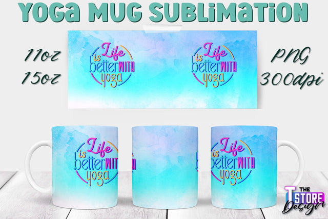 Yoga Mug PNG Sublimation | Coffee 11 Oz | 15 Oz Mug Sublimation | Sport Quotes v.2 Sublimation The T Store Design 