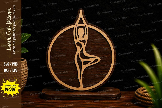 Yoga Pose Circle Laser Cut Svg Design SVG Regulrcrative 