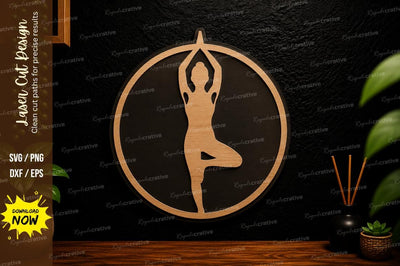 Yoga Pose Circle Laser Cut Svg Design SVG Regulrcrative 