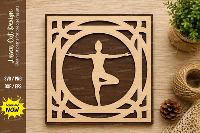 Yoga Pose Frame Laser Cut SVG Design SVG Regulrcrative 