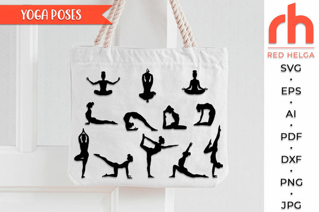 Yoga Poses SVG Bundle, Silhouette of a Woman in a Yoga Pose, Asana Cut File, Meditation Design, Poses Practice DXF, Yoga Sign Vector SVG RedHelgaArt 
