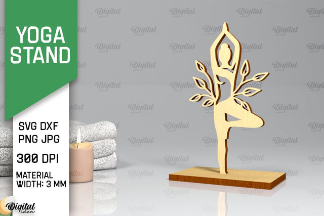 Yoga Stand Decor Lasercut. Yoga Pose SVG. Yoga Sign Lasercut SVG Evgenyia Guschina 