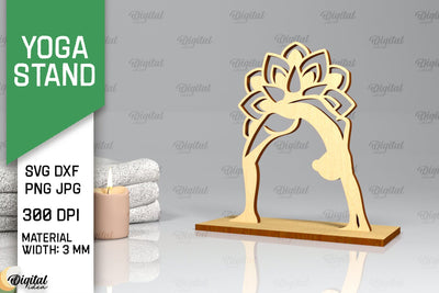 Yoga Stand Decor Lasercut. Yoga Pose SVG. Yoga Sign Lasercut SVG Evgenyia Guschina 