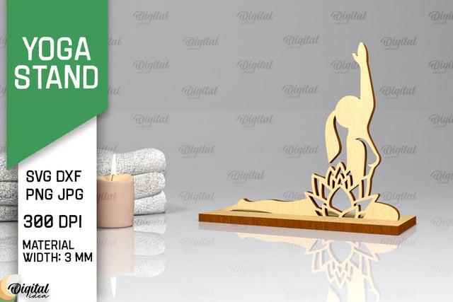 Yoga Stand Decor Lasercut. Yoga Pose SVG. Yoga Sign Lasercut SVG Evgenyia Guschina 