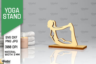 Yoga Stand Decor Lasercut. Yoga Pose SVG. Yoga Sign Lasercut SVG Evgenyia Guschina 