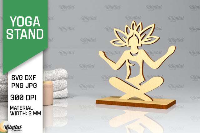 Yoga Stand Decor Lasercut. Yoga Pose SVG. Yoga Sign Lasercut SVG Evgenyia Guschina 