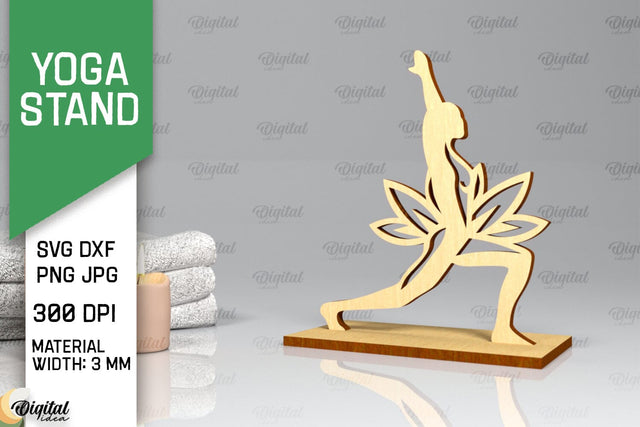 Yoga Stand Decor Lasercut. Yoga Pose SVG. Yoga Sign Lasercut SVG Evgenyia Guschina 