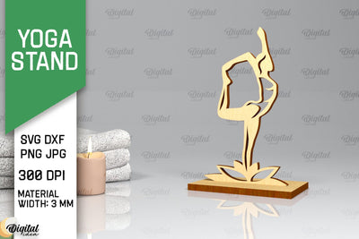 Yoga Stand Decor Lasercut. Yoga Pose SVG. Yoga Sign Lasercut SVG Evgenyia Guschina 