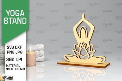 Yoga Stand Decor Lasercut. Yoga Pose SVG. Yoga Sign Lasercut SVG Evgenyia Guschina 
