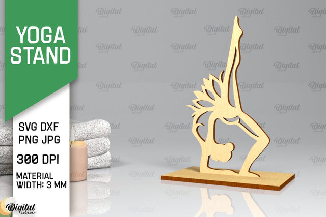 Yoga Stand Decor Lasercut. Yoga Pose SVG. Yoga Sign Lasercut SVG Evgenyia Guschina 