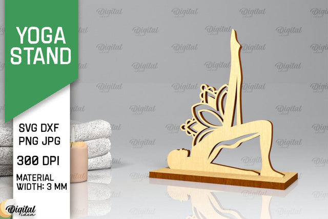 Yoga Stand Decor Lasercut. Yoga Pose SVG. Yoga Sign Lasercut SVG Evgenyia Guschina 