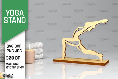 Yoga Stand Decor Lasercut. Yoga Pose SVG. Yoga Sign Lasercut SVG Evgenyia Guschina 