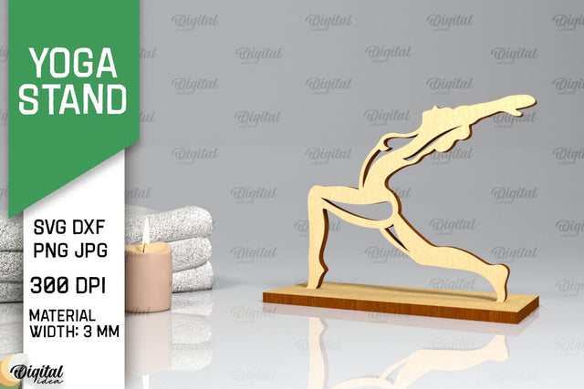Yoga Stand Decor Lasercut. Yoga Pose SVG. Yoga Sign Lasercut SVG Evgenyia Guschina 