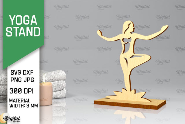 Yoga Stand Decor Lasercut. Yoga Pose SVG. Yoga Sign Lasercut SVG Evgenyia Guschina 