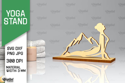 Yoga Stand Decor Lasercut. Yoga Pose SVG. Yoga Sign Lasercut SVG Evgenyia Guschina 