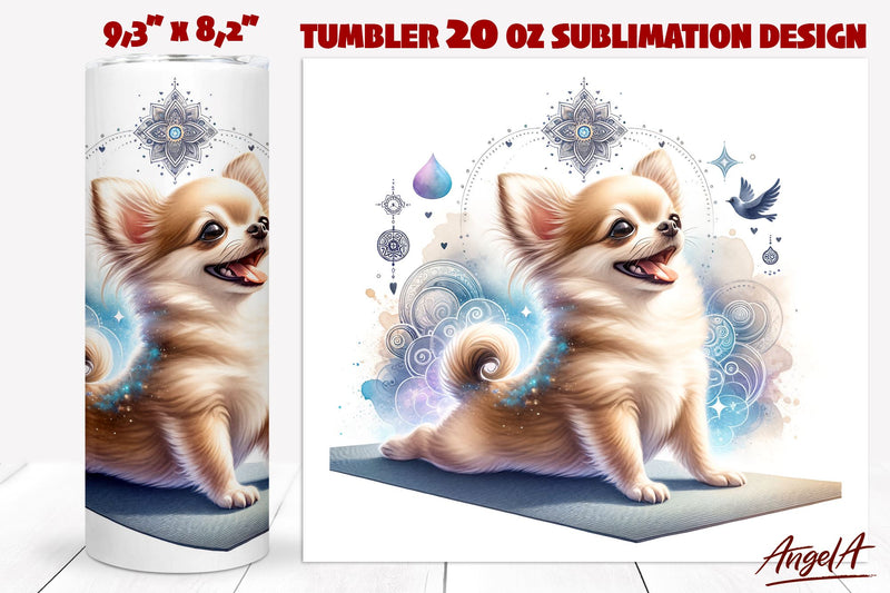 Yoga tumbler sublimation / Chihuahua png / cute yoga pose Sublimation Angelina Semenova 