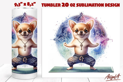 Yoga tumbler sublimation / Chihuahua png / cute yoga pose Sublimation Angelina Semenova 