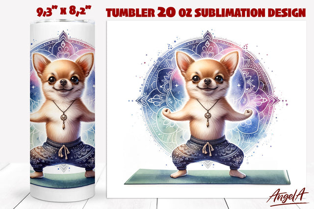 Yoga tumbler sublimation / Chihuahua png / cute yoga pose Sublimation Angelina Semenova 