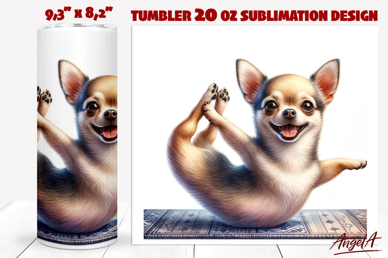 Yoga tumbler sublimation / Chihuahua png / cute yoga pose Sublimation Angelina Semenova 