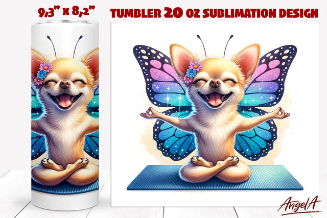 Yoga tumbler sublimation / Chihuahua png / Dog tumbler wrap Sublimation Angelina Semenova 