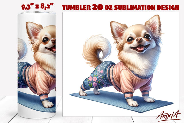 Yoga tumbler sublimation / Chihuahua png / Dog tumbler wrap Sublimation Angelina Semenova 