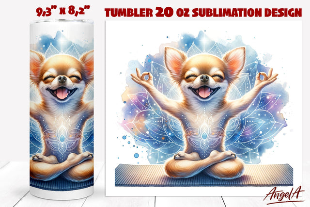 Yoga tumbler sublimation / Chihuahua png / yoga lotus pose Sublimation Angelina Semenova 
