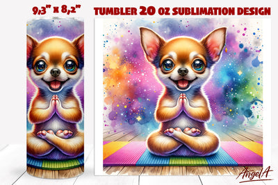 Yoga tumbler sublimation / Chihuahua png / yoga lotus pose Sublimation Angelina Semenova 