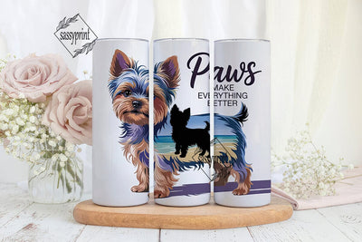 Yorkie Beach Vibes 20oz Tumbler Wrap Sublimation sassyprint 