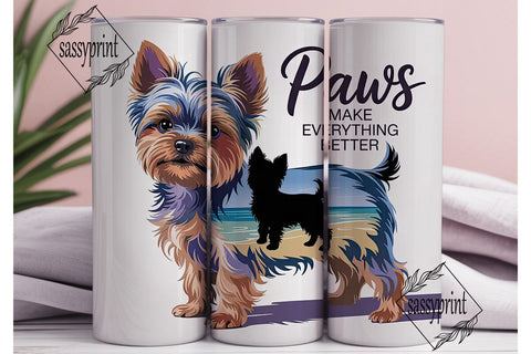 Yorkie Beach Vibes 20oz Tumbler Wrap Sublimation sassyprint 
